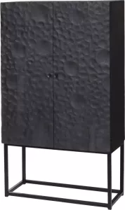 PTMD COLLECTION PTMD Laury Black mango wood sandblasted cabinet high