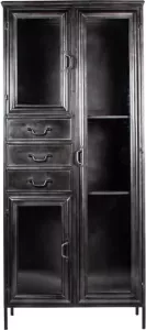 PTMD COLLECTION PTMD Gijs Black metal cabinet glass doors