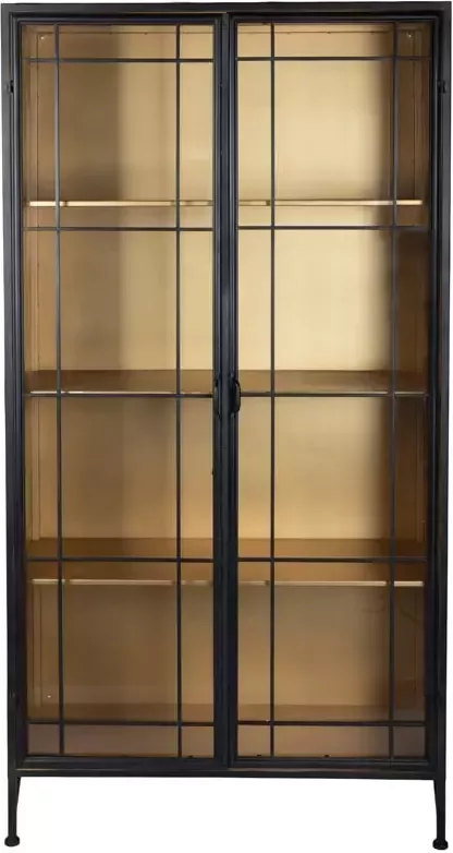 Ptmd Collection PTMD Sofie Metal Black cabinet golden inside glass door - Foto 2
