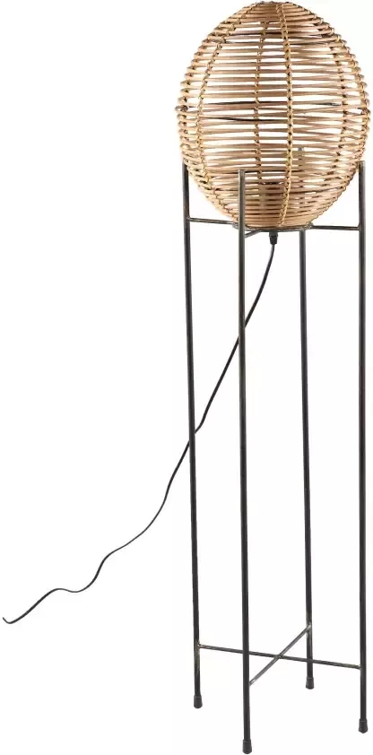 Ptmd Collection PTMD Dorena Natural bamboe vloerlamp metalen frame