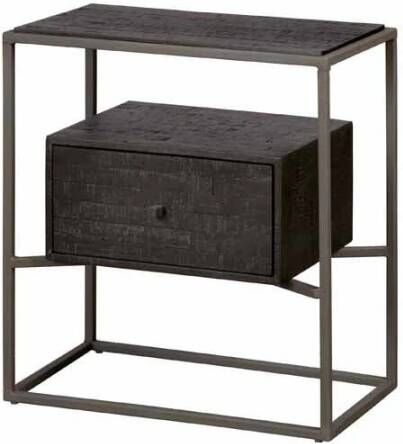 RENEW Nachtkastje Ladekast Cascia Teakhout 60 x 55cm Zwart