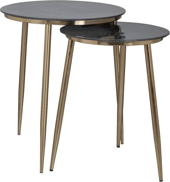 Richmond Interiors Richmond Bijzettafel Finley Set van 2 stuks Goud Rond