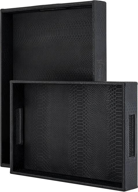 Richmond Interiors Richmond Dienblad Blane Croco Set van 2 stuks Zwart
