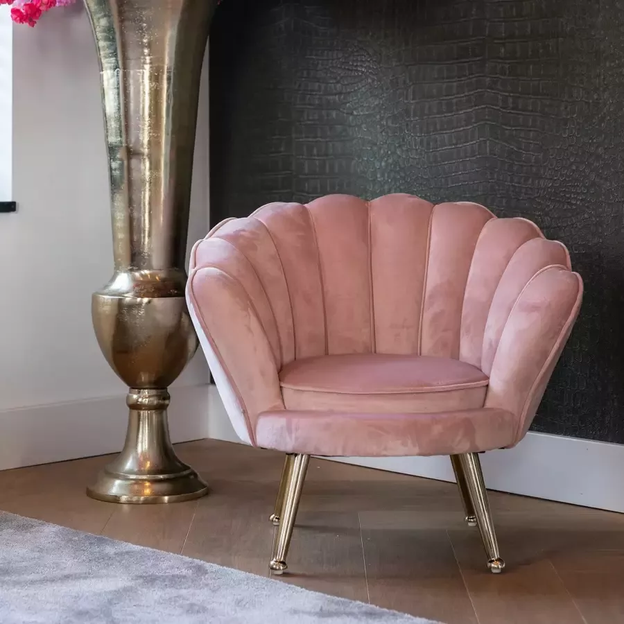 Richmond interiors Kinderstoel Charly pink velvet gold (Quartz Pink 700)