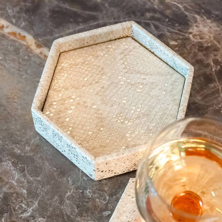 Richmond Interiors Richmond Onderzetter Yeliz Set van 4 stuks Beige