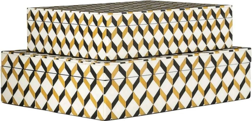 Richmond Interiors Richmond Opbergdoos Frences Set van 2 stuks Geel