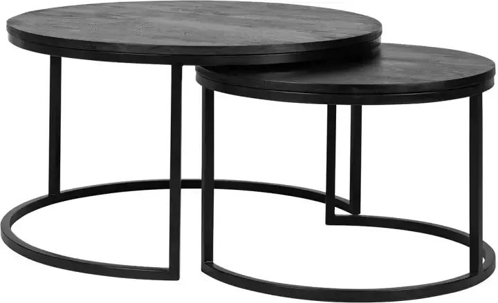 Richmond Interiors Richmond Ronde Salontafel Catana Set van 2 stuks mangohout zwart - Foto 1