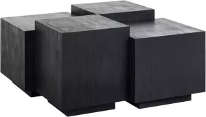 Richmond Interiors Richmond Salontafel Quatro Set van 4 stuks zwart eiken Vierkant