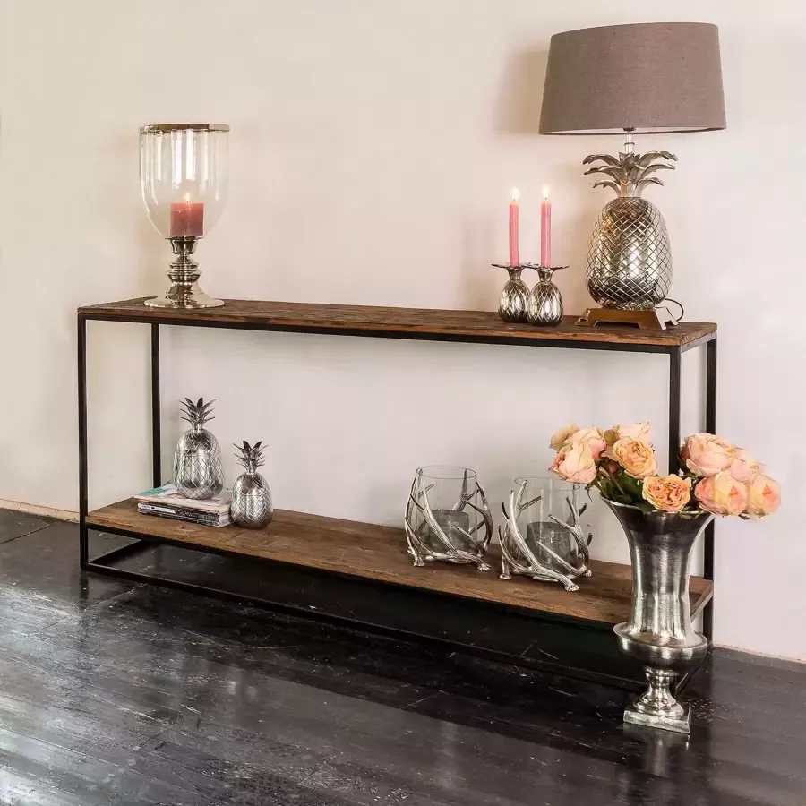 Richmond Interiors Richmond Sidetable Raffles Staal en gerecyceld hout 161cm Zwart