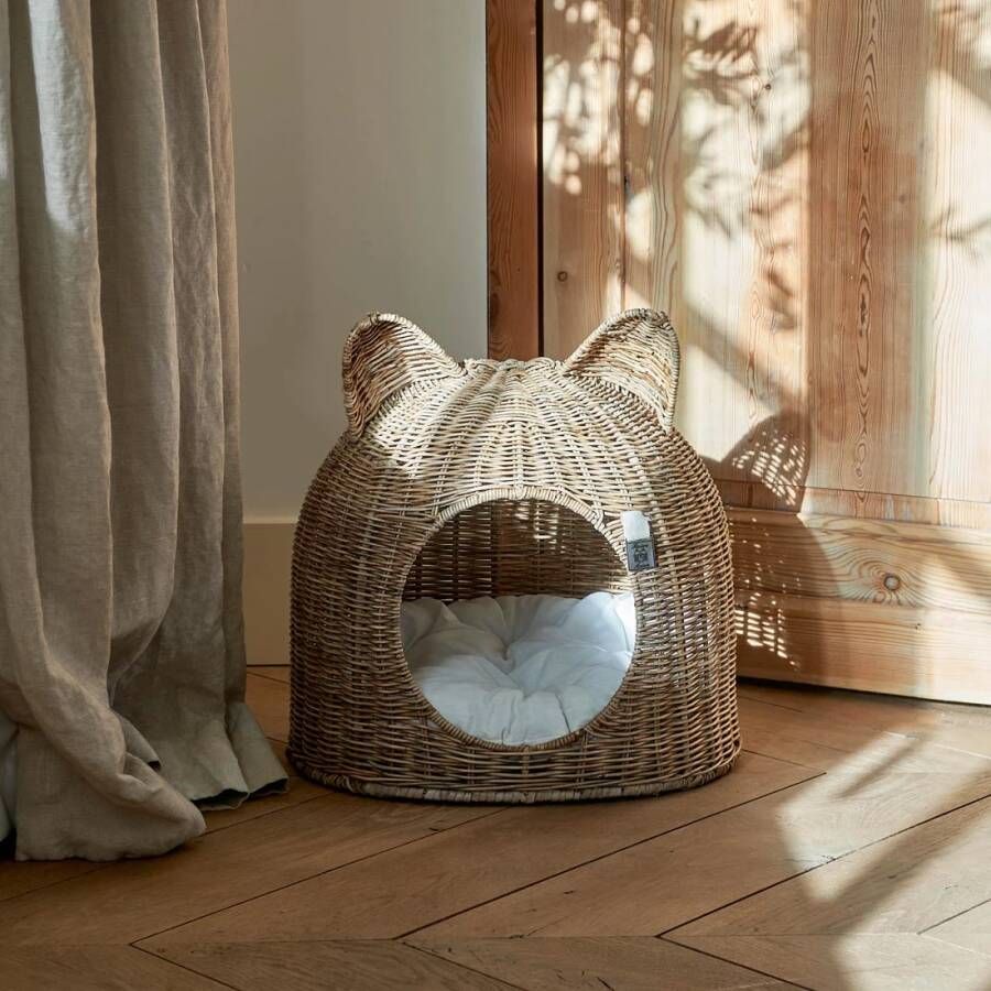 Rivièra Maison Kattenmand Lovely Kitten Rattan Slimit Bruin