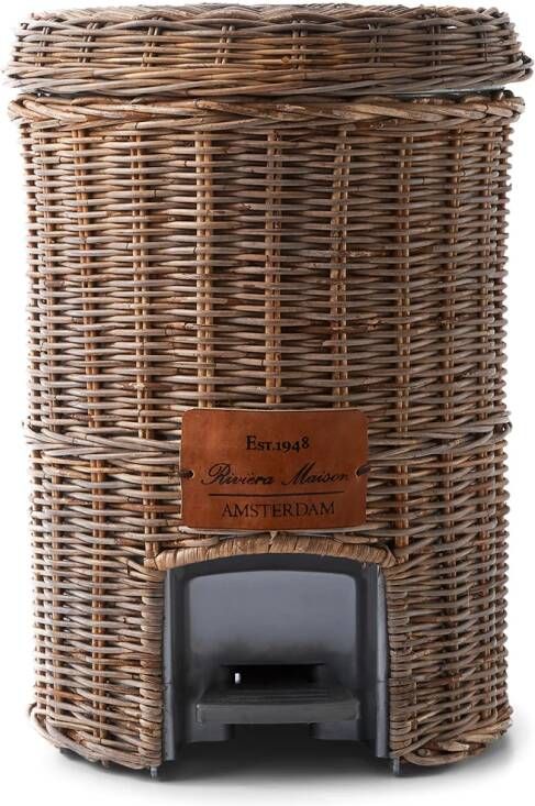 Rivièra Maison Stijlvolle Prullenbak in B13 Bruin van R12 Slimit Rattan met een Hoogte van 40 cm