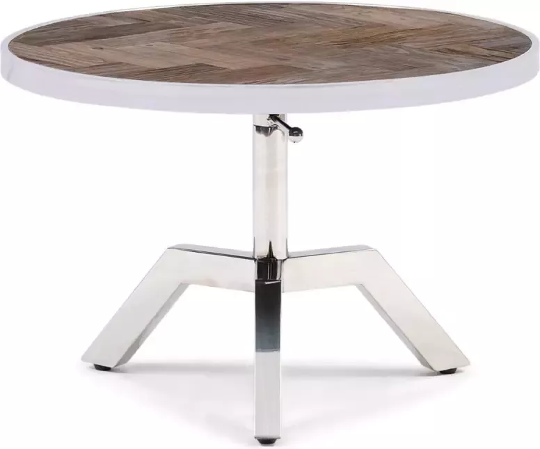 Riviera Maison Salontafel Rond Verstelbaar 60 cm Kirkwood Adjustable Table Zilver