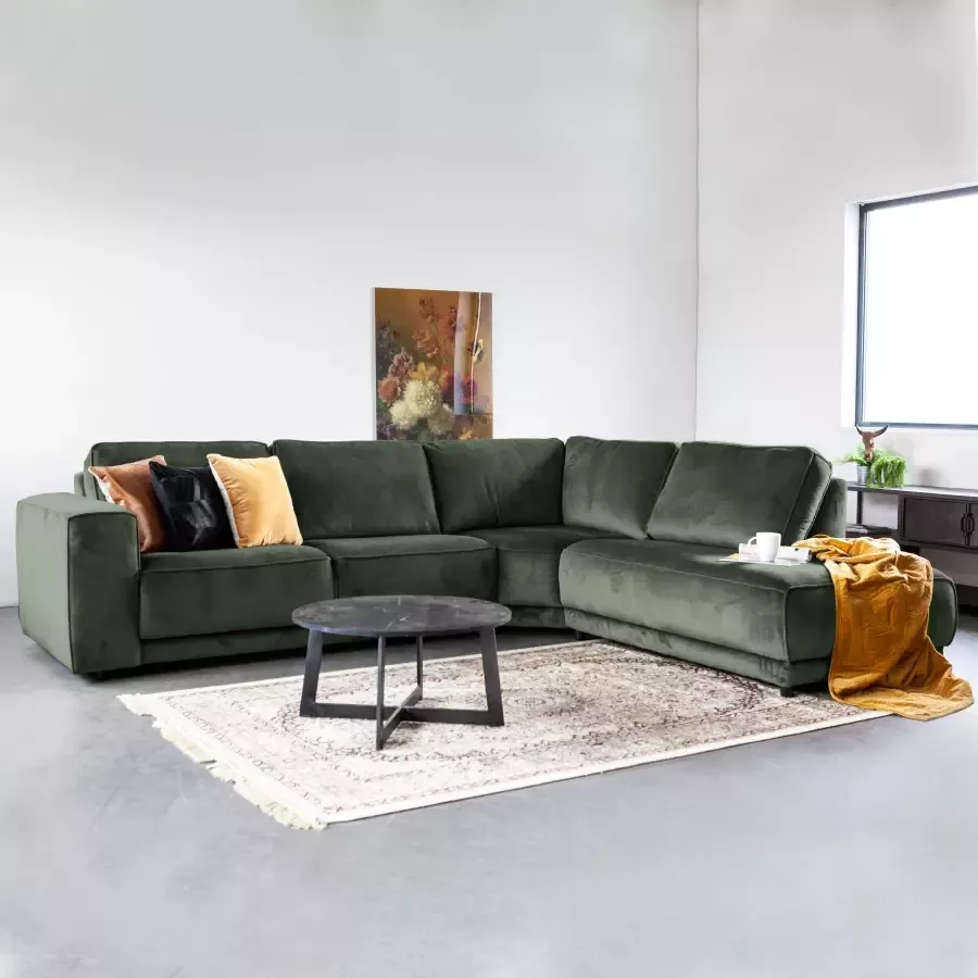SEVN Hoekbank Arizona Rechts Velvet donkergroen