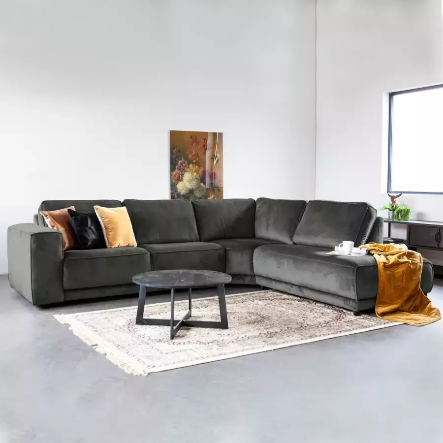 SEVN Hoekbank Arizona velvet 298cm Zwart