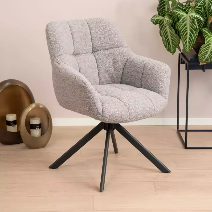Sohome Draaibare Eetkamerstoel set van 2 Almar Bouclé Lichtgrijs