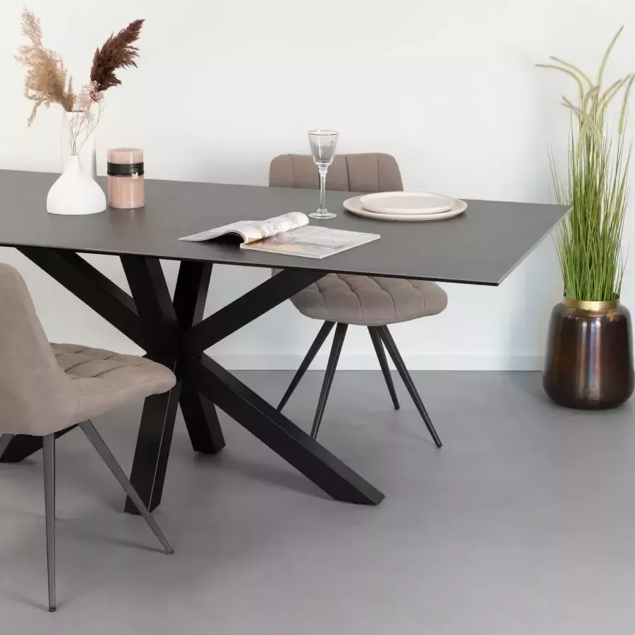 Sohome Eettafel 'Samona' Keramiek 160 x 90cm kleur Zwart