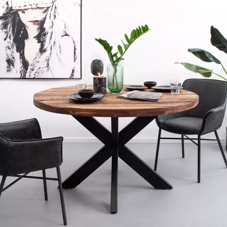 Sohome Ronde Eettafel Georgia Driftwood en staal Hout