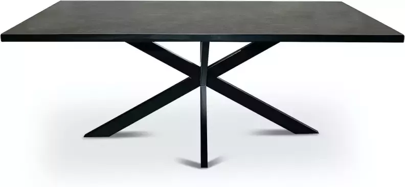 STALUX Eettafel Gijs zwart lederlook bruin