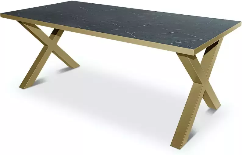 STALUX Eettafel Roos goud zwart marmer