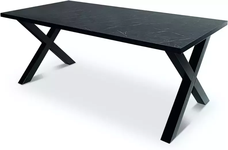 Stalux Eettafel Tafel Roos Luxe Design Duurzaam Materiaal Stijlvol Uiterlijk Zwart Marmer 180 cm