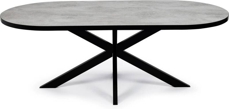 STALUX Plat Ovale eettafel Noud zwart beton Ovaal