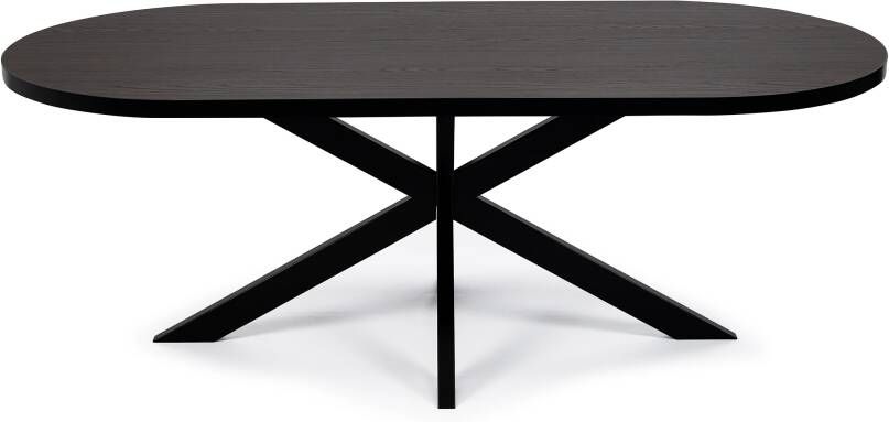 STALUX Plat Ovale eettafel Noud zwart bruin hout Ovaal