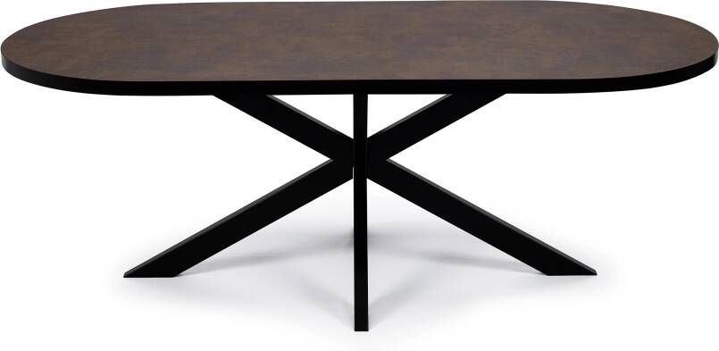 STALUX Plat Ovale eettafel Noud zwart lederlook Ovaal