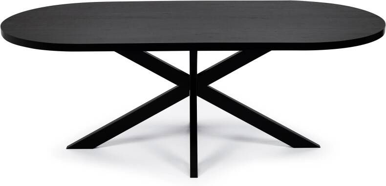 STALUX Plat Ovale eettafel Noud zwart zwart eiken Ovaal