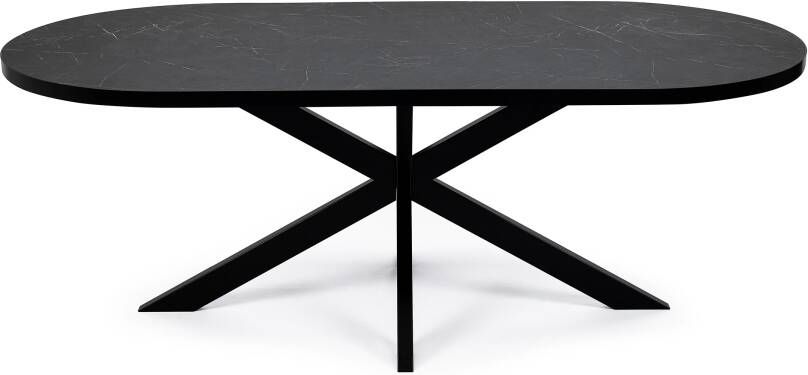 STALUX Plat Ovale eettafel Noud zwart zwart marmer Ovaal