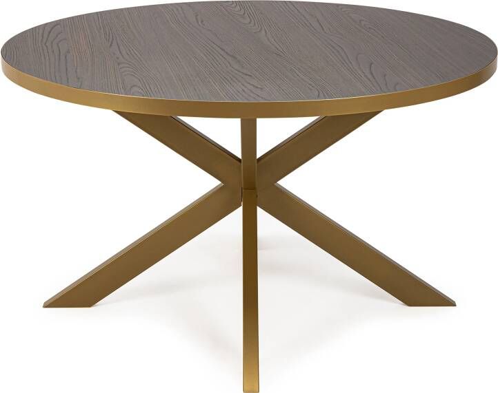 Stalux Ronde eettafel 'Daan' 120cm kleur goud bruin hout - Foto 2