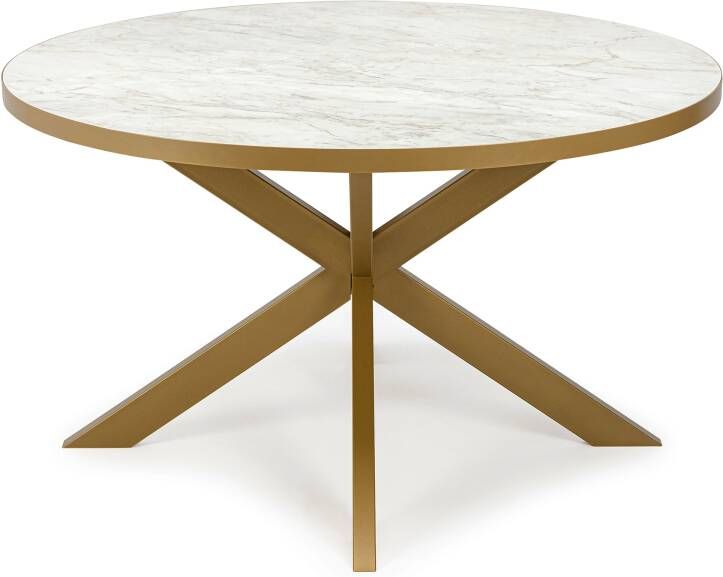 Stalux Ronde eettafel 'Daan' 120cm kleur goud wit marmer - Foto 2