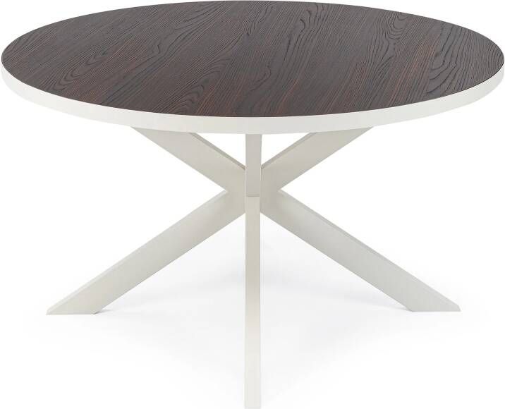 STALUX Ronde eettafel Daan 148cm wit bruin hout