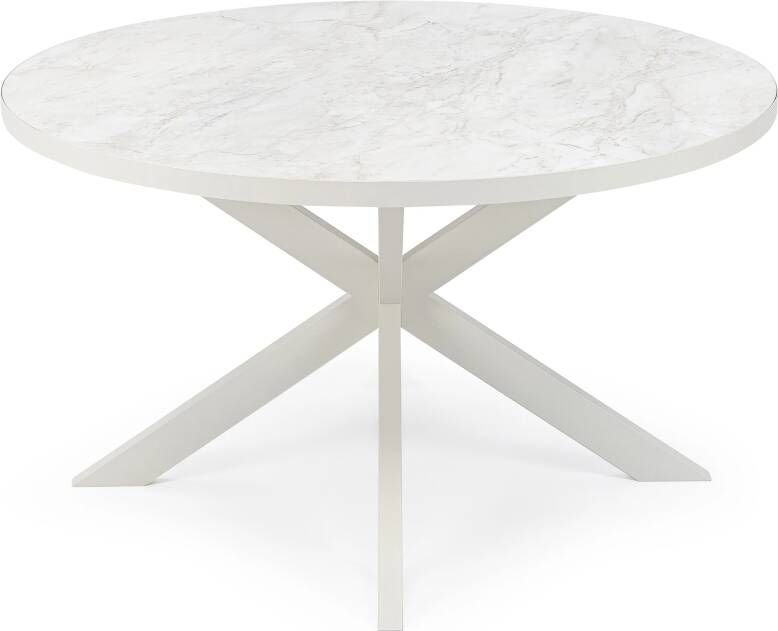 STALUX Ronde eettafel Daan 148cm wit wit marmer