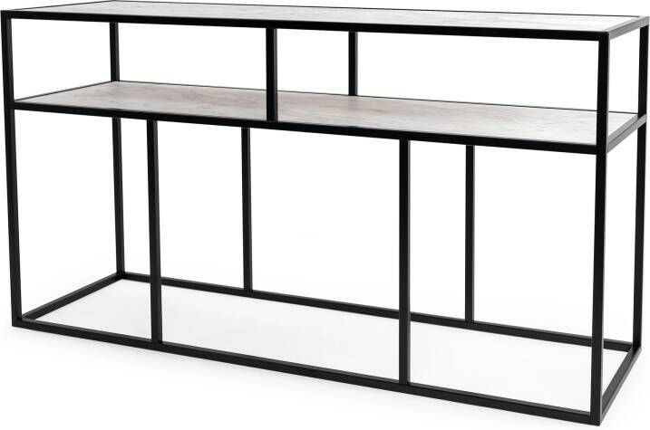 STALUX Side-table Teun 150cm zwart wit marmer