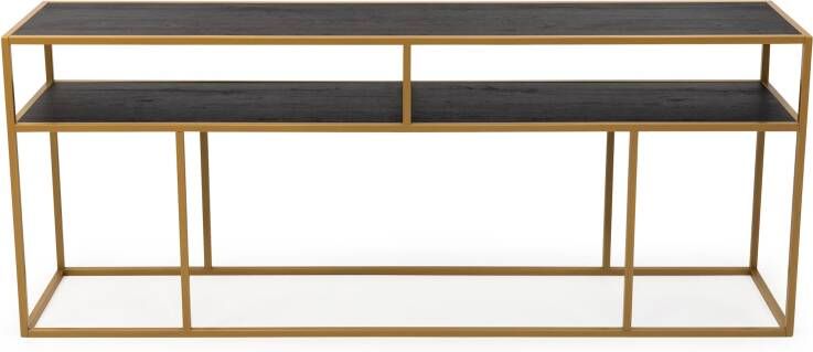 STALUX Side-table Teun 200cm goud zwart eiken