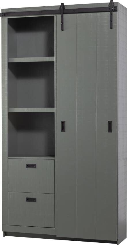 Vtwonen Wandkast Schuifdeurkast Barn Grenen Groen 122x230x37 cm (BxHxD) Metalen Rail Woonexpress - Foto 2