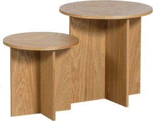 WOOOD set van 2 Bijzettafels Lina Hout Naturel 45x45x45 35x35x35