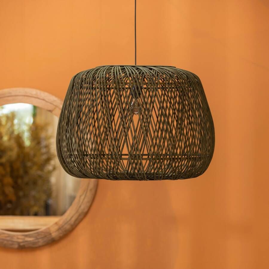 WOOOD Exclusive Hanglamp Moza Gevlochten bamboe rotan 70cm Groen - Foto 1