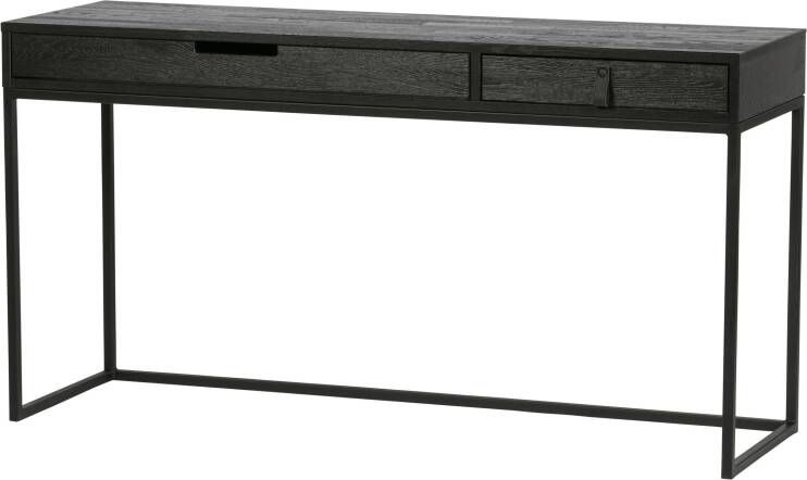 WOOOD Silas Bureau Met Twee Handige Lades Essenhout Blacknight Zwart 75x140x44 cm - Foto 6