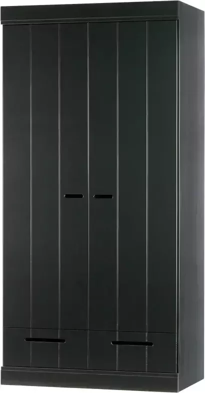 WOOOD Connect Kledingkast 2-Deurs met Lade- Grenen Zwart 195x94x53 - Foto 5