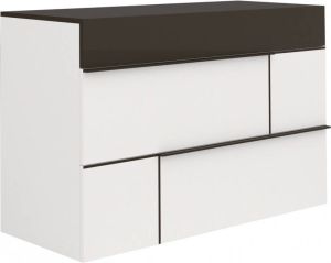 Ameubelment Commode Prado 120 cm breed in hoogglans wit met hoogglans grijs