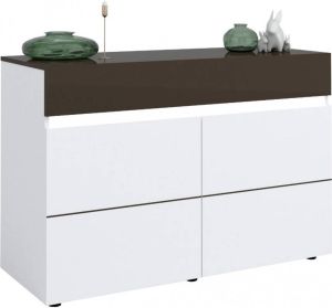 Ameubelment Dressoir Karat van 135 cm breed Hoogglans wit met antraciet