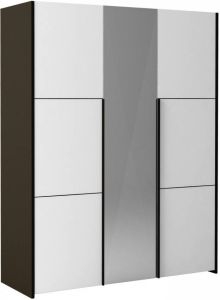 Ameubelment Kledingkast Prado 162 cm breed in hoogglans wit met hoogglans grijs