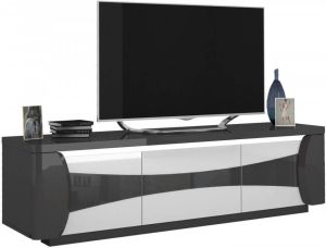 Ameubelment Tv meubel Tiago 180 cm breed in hoogglans antraciet met wit