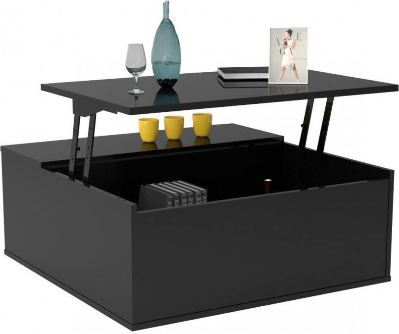 Ameubelment Vierkante salontafel Spirit 90x90 cm in hoogglans zwart
