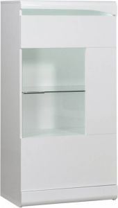 Ameubelment Vitrinekast Ovio 143 cm hoog Hoogglans Wit