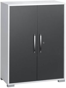 Bermeo Archiefkast Jones Small Wit met hoogglans grijs