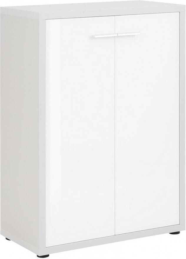 Bermeo Opbergkast Banco 110 cm hoog Platina grijs met wit