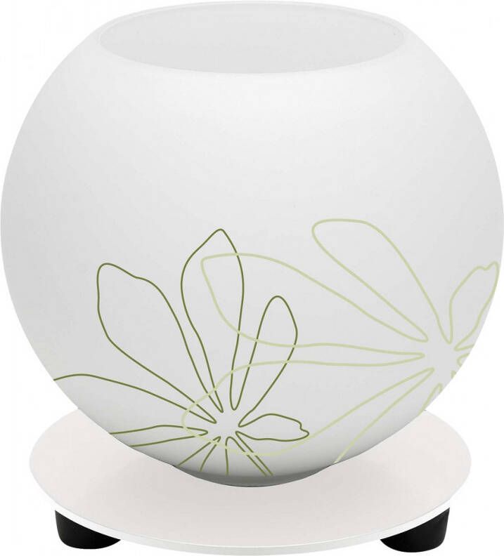 Brilliant Tafellamp Motief 14 cm hoog in wit met groen bloemmotief