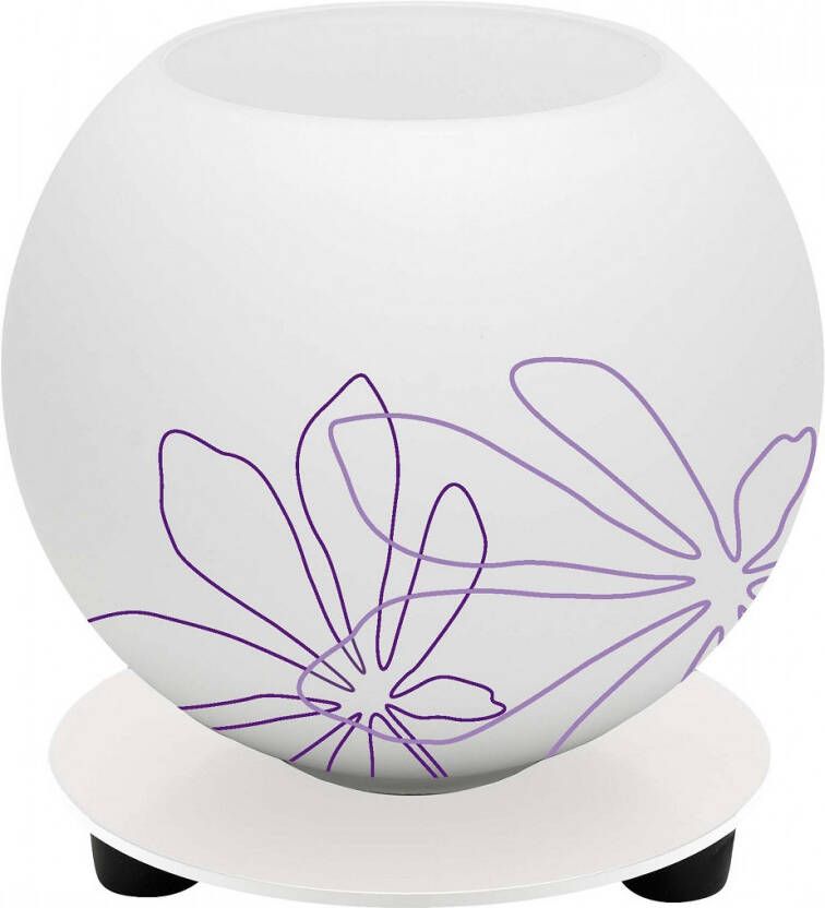 Brilliant Tafellamp Motief 14 cm hoog in wit met violet bloemmotief